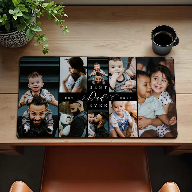 Best Dad Ever | Father's Day 8 Photo Collage Desk Mat
