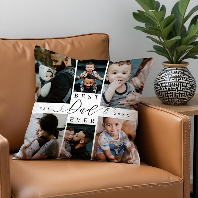 Best Dad Ever | Father's Day 8 Photo Collage Throw Pillow (Best Dad Ever | Father's Day 8 Photo Collage Throw Pillow)