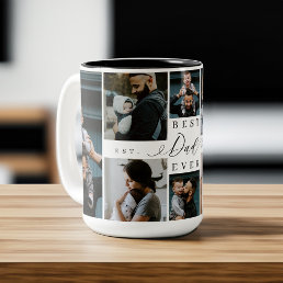 Best Dad Ever | Father&#39;s Day 8 Photo Collage Two-Tone Coffee Mug