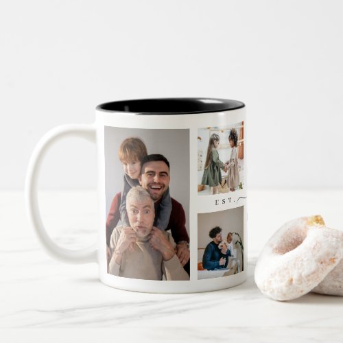Best Dad Ever  Fathers Day 8 Photo Collage Two_Tone Coffee Mug