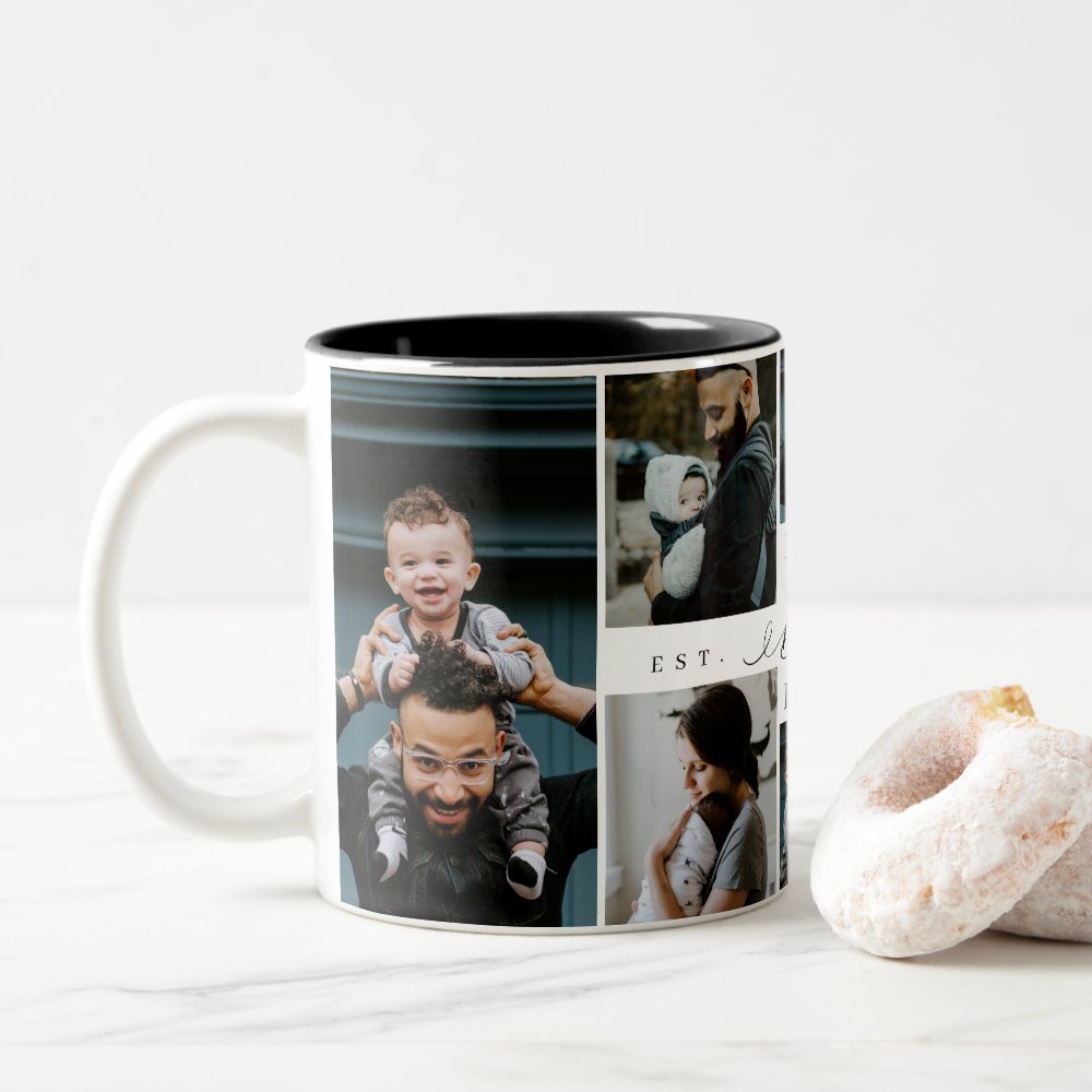 Discover Best Dad Ever | Father's Day 8 Photo Collage Two-Tone Coffee Mug