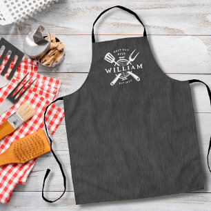 Best Dad Ever Father's Day BBQ Faux Black Denim Apron