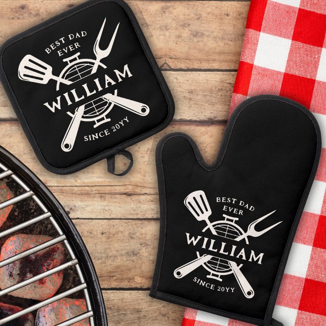 Best Dad Ever Father's Day BBQ Grill Adult Oven Mitt & Pot Holder Set (Creator Uploaded)