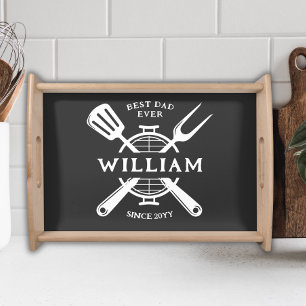 Best Dad Ever Father's Day BBQ Grill Kids' Names Serving Tray