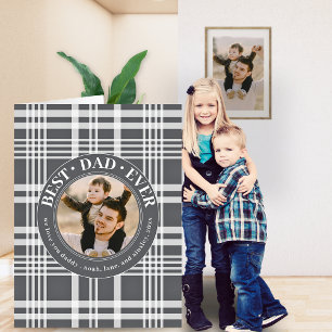 Best Dad Ever Father's Day Buffalo Plaid Big Photo Card
