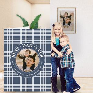 Best Dad Ever Father's Day Buffalo Plaid Big Photo Card