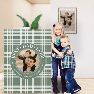 Best Dad Ever Father's Day Buffalo Plaid Photo Card