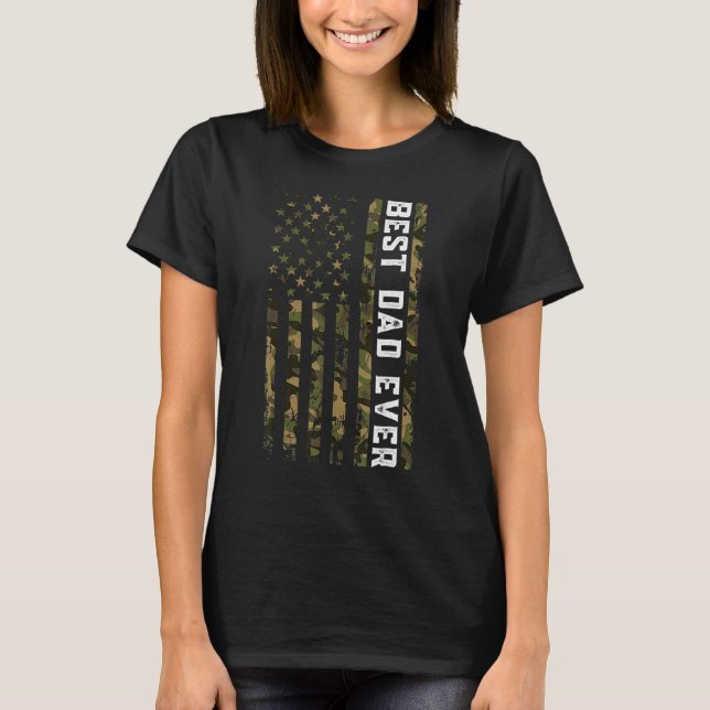 Best Dad Ever Fathers Day Camo American Flag Mens  T-Shirt (Front)