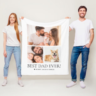 Best Dad Ever Father's Day Collage Custom Photos  Fleece Blanket