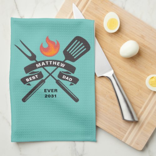Best Dad Ever Fathers Day Custom Name Kitchen Towe Kitchen Towel