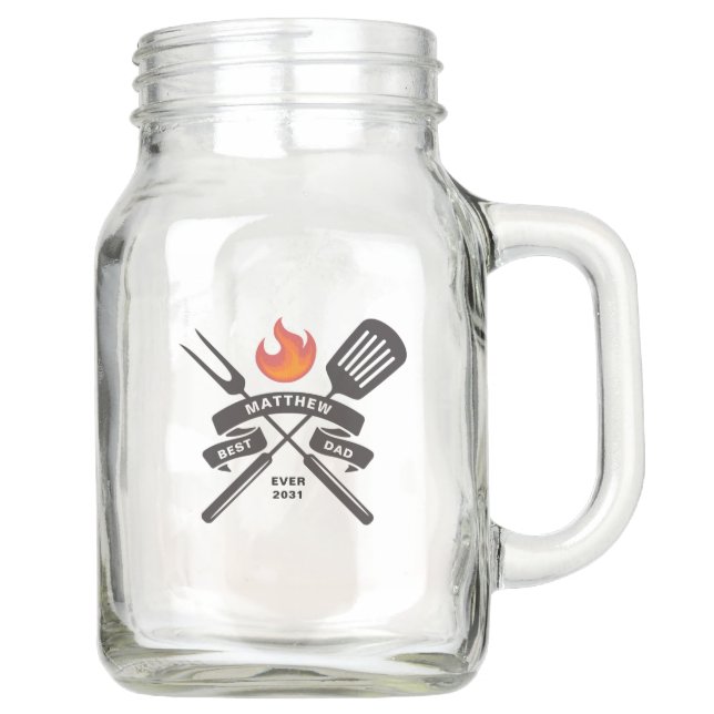 Best Dad Ever Fathers Day Custom Name Mason Jar (Front)