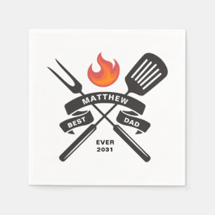 Best Dad Ever Fathers Day Custom Name Paper Napkins