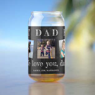 Best dad ever Father's Day custom photo collage Can Glass