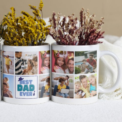 Best DAD Ever Fathers Day Custom Photo Collage Coffee Mug