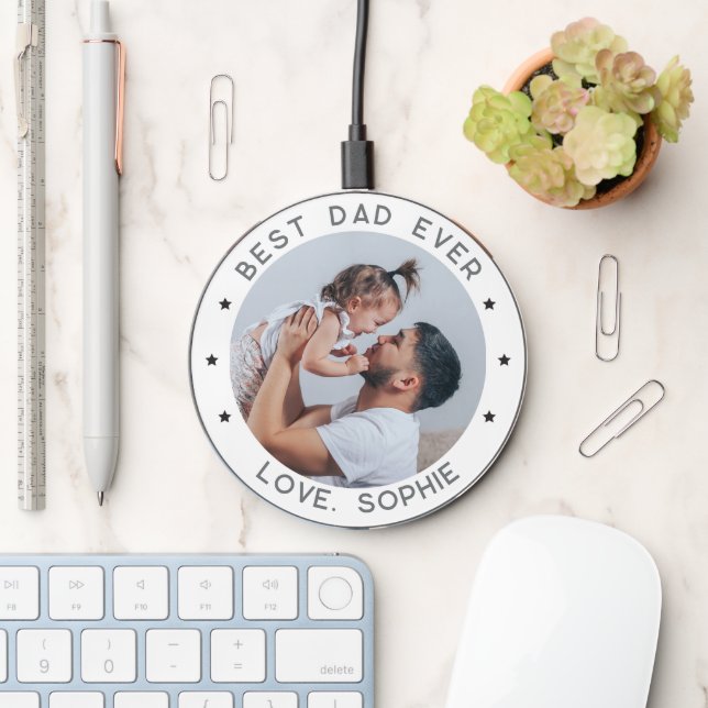 Best Dad Ever Father's Day Gift Custom Photo Wireless Charger (Desk)
