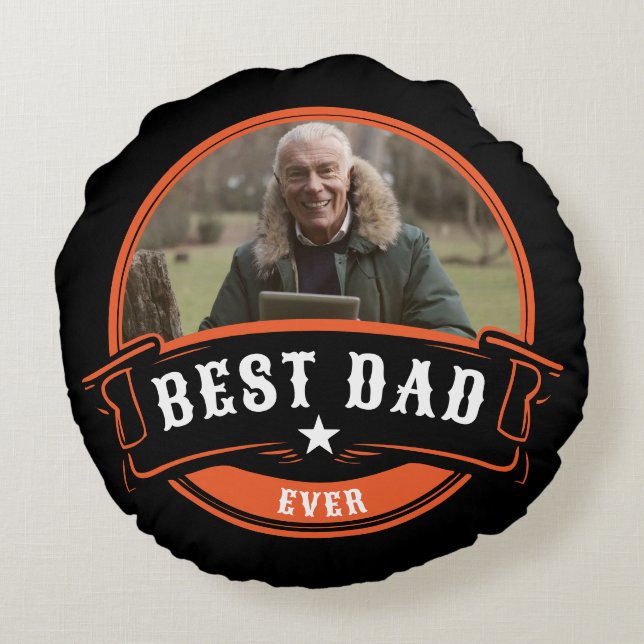 Best Dad Ever Father's Day Gift Round Pillow (Back)