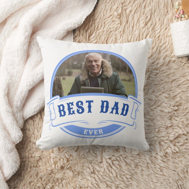 Best Dad Ever Father's Day Gift White Throw Pillow (Blanket)