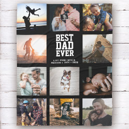 BEST DAD EVER Father&#39;s Day Instagram Photo Collage Fleece Blanket