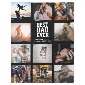 BEST DAD EVER Father's Day Instagram Photo Collage Fleece Blanket