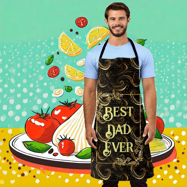 Best Dad Ever Father's Day Modern Gold Calligraphy Apron (Best Dad Ever Father's Day Modern Gold Calligraphy Apron)