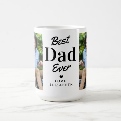 Best DAD Ever Father's Day Personalized 2 Photo Coffee Mug - Surprise your dad this fathers day with a personalized photo coffee mug.  
"Best DAD Ever ." Personalize this dad mug with favorite photos, message and name.. Visit our collection for the best dad father's day gifts and personalized dad gifts. COPYRIGHT © 2020 Judy Burrows, Black Dog Art - All Rights Reserved. Best DAD Ever Father's Day Personalized 2 Photo Coffee Mug 