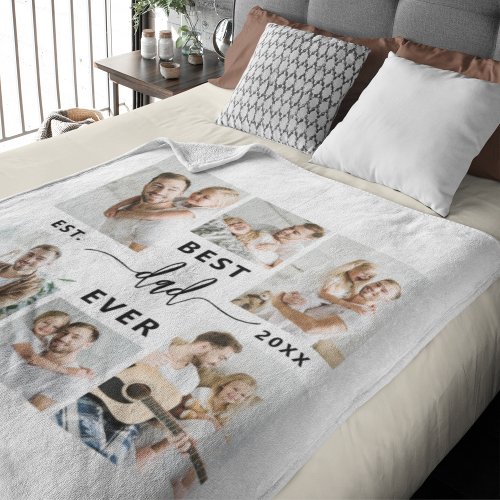 Best Dad Ever _ Fathers Day Photo Collage Fleece Blanket