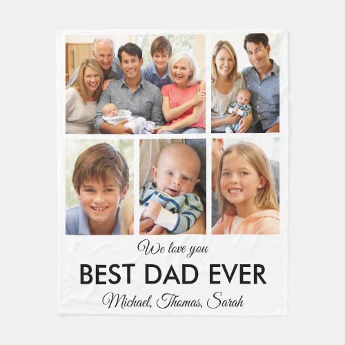 Best Dad Ever Fathers Day Photo Collage Fleece Blanket