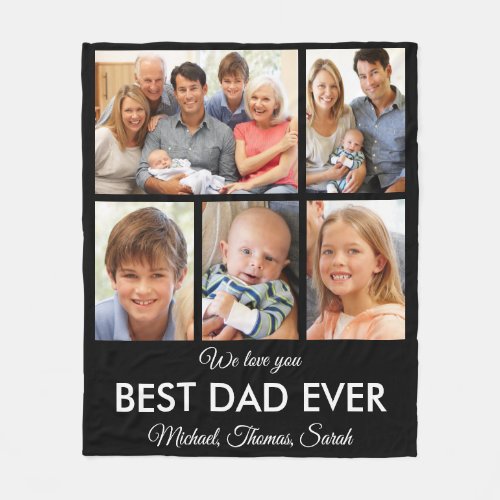 Best Dad Ever Fathers Day Photo Collage Fleece Blanket