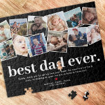 Best Dad Ever Father's Day Photo Collage Jigsaw Puzzle<br><div class="desc">Modern fathers day puzzle featuring a photo collage of 12 family pictures for you to replace with your own,  the saying "best dad ever.",  a personalized thank you note,  a cute red heart,  and your childrens names.</div>