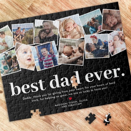 Best Dad Ever Fathers Day Photo Collage Jigsaw Puzzle