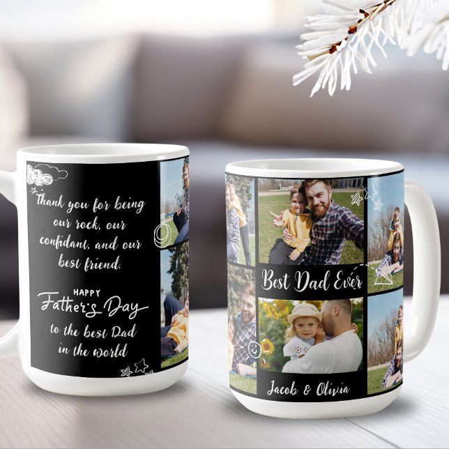 Best dad ever fathers day photo collage mug (Creator Uploaded)