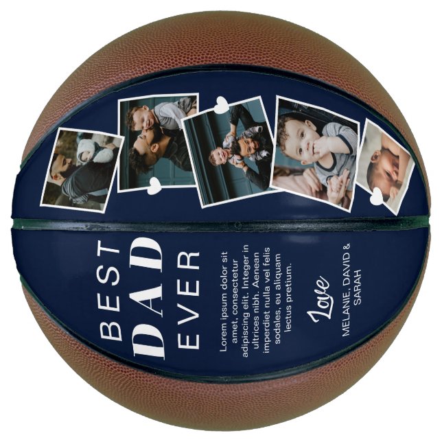 Best Dad Ever Fathers Day Photo Collage Navy Blue Basketball