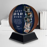 Best Dad Ever Fathers Day Photo Collage Navy Blue Basketball<br><div class="desc">Give a beautiful personalized gift to your dad that he'll cherish forever. Special personalized family photo collage to display your special family photos and memories. Our design features a simple 5 photo design collage with "Best Dad Ever" designed in a beautiful text pairing. The background features a navy blue background....</div>