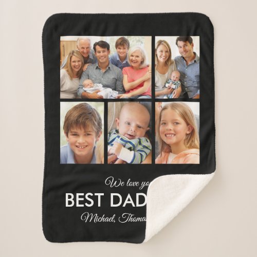 Best Dad Ever Fathers Day Photo Collage Sherpa Blanket