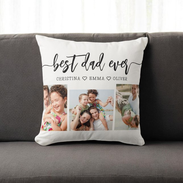 Best Dad Ever - Father's Day Photo Collage Throw Pillow (Creator Uploaded)