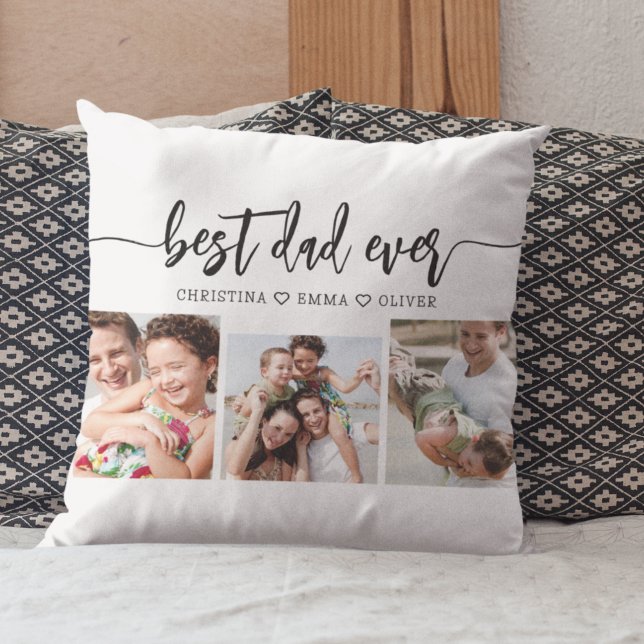 Best Dad Ever - Father's Day Photo Collage Throw Pillow (Creator Uploaded)