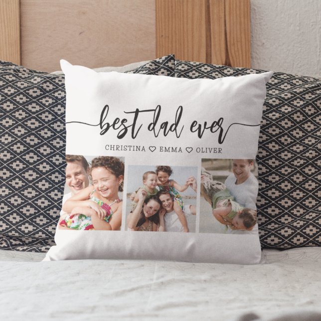 Best Dad Ever - Father's Day Photo Collage Throw Pillow (Creator Uploaded)