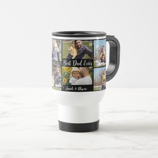 Best dad ever fathers day photo collage  travel mug (Front Right)