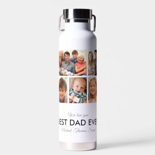 Best Dad Ever Fathers Day Photo Collage Water Bottle