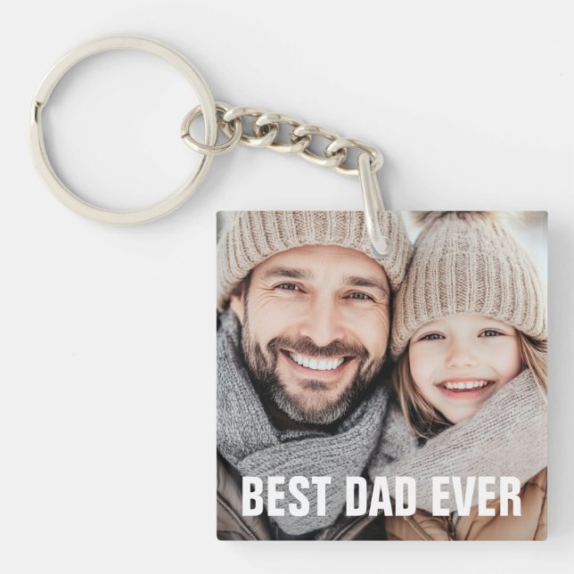 Best dad ever father's day photo keychain (Front)