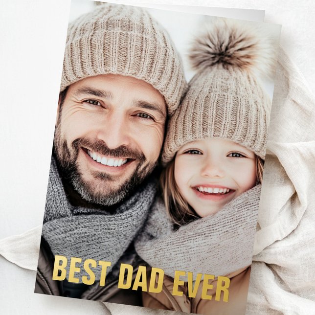 Best dad ever father's day photo modern real foil greeting card (Best dad ever father's day photo modern real foil foil greeting card)