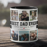 Best Dad Ever Father's Day Photo Mug<br><div class="desc">Masculine sporty father's day mug featuring 14 family photos for you to replace with your own,  the cute saying "BEST DAD EVER",  stripes,  a personalized greeting,  a red heart,  and the childrens names.</div>