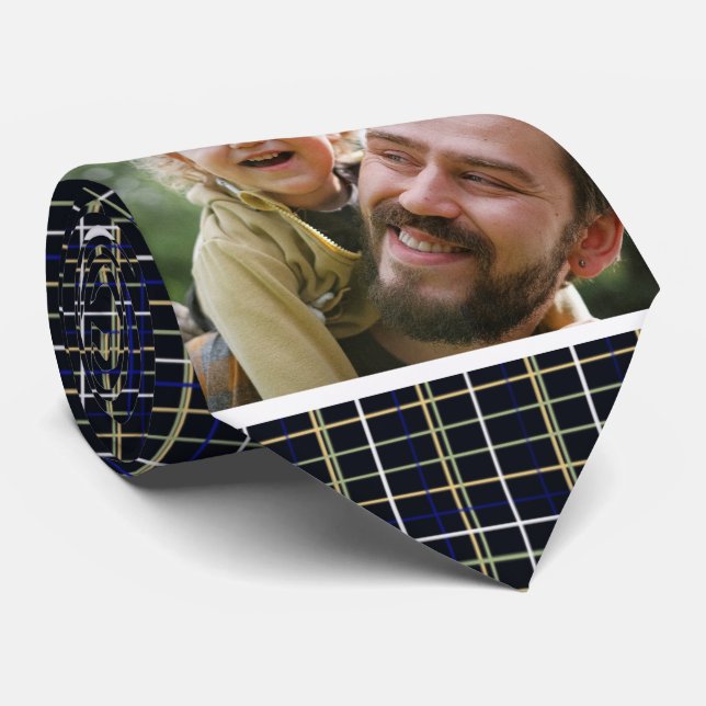 Best Dad Ever Father's Day Photo Striped Black Neck Tie (Rolled)