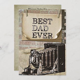 Best Dad Ever Fathers Day Rustic Backyard Cookout Invitation