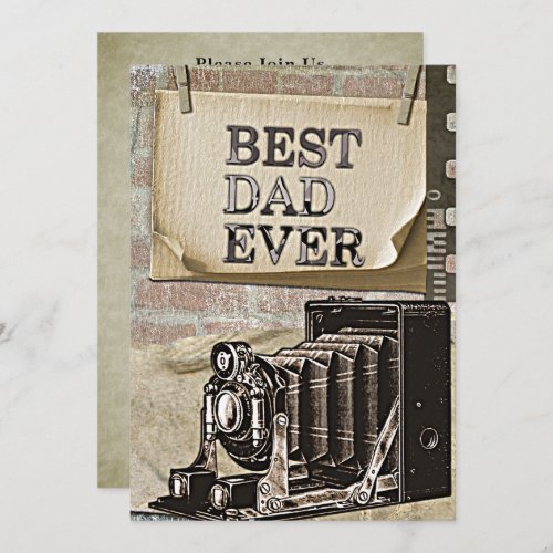 Best Dad Ever Fathers Day Rustic Backyard Cookout Invitation