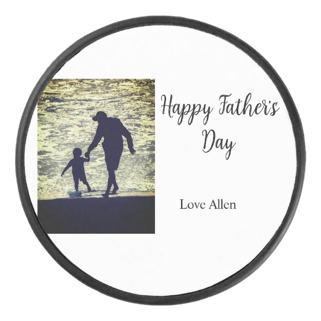 Best dad ever father's day son daughter papa dad p hockey puck (Front)