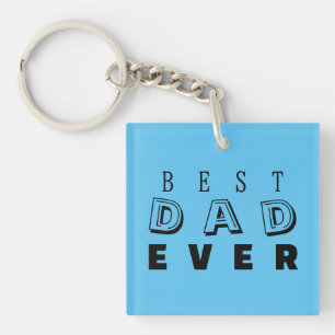 "Best Dad Ever" Father's Day Typography Sky Blue Keychain