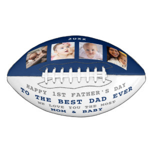 Best Dad Ever First Father's Day 4 Photo Collage Football
