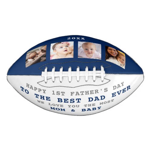 Best Dad Ever First Fathers Day 4 Photo Collage Football