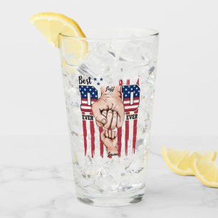 Best Dad Ever – Fist Bump USA Flag - 1 Child Glass